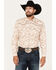 Image #1 - Cowboy Hardware Men's Paisley Print Long Sleeve Snap Western Shirt , Cream, hi-res