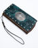 Shyanne Women's Cassidy Turquoise Tooled Wristlet Wallet, Chocolate/turquoise, hi-res