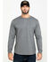 Image #1 - Hawx Men's Gray Logo Sleeve Long Sleeve Work T-Shirt - Tall, Heather Grey, hi-res