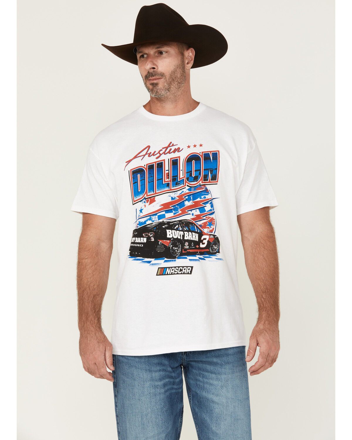 Image #1 - Nascar Men's Boot Barn Exclusive Austin Dillon Short Sleeve Graphic T-Shirt, White, hi-res