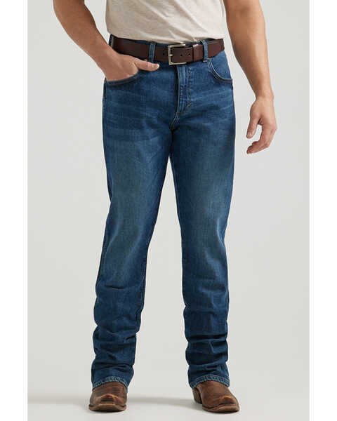 Image #1 - Wrangler Retro Men's 77MWZ Lindel Dark Wash Slim Bootcut Stretch Denim Jeans, Dark Medium Wash, hi-res
