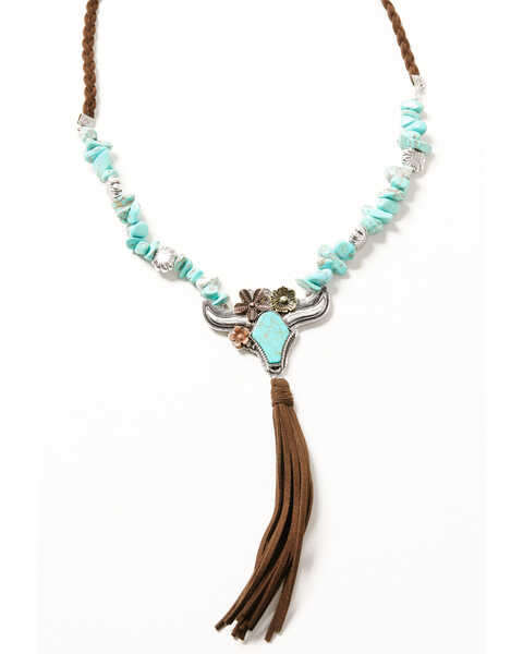 Image #1 - Shyanne Women's Cactus Rose Longhorn Tassel Necklace, Multi, hi-res