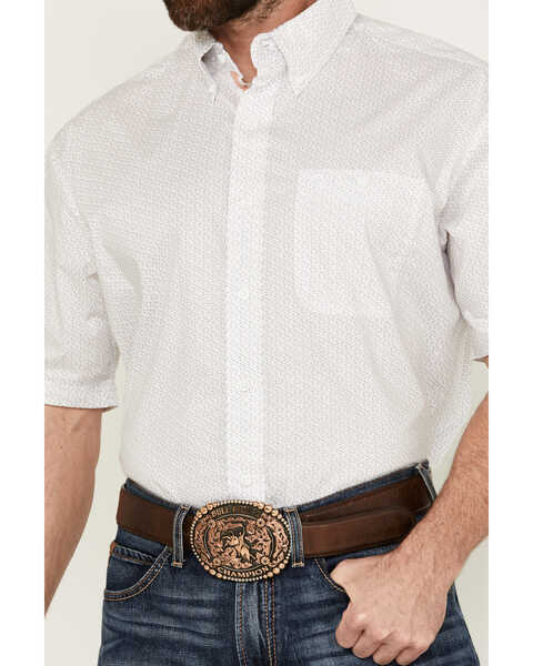 Image #3 - George Strait by Wrangler Men's Geo Print Short Sleeve Button-Down Western Shirt, White, hi-res