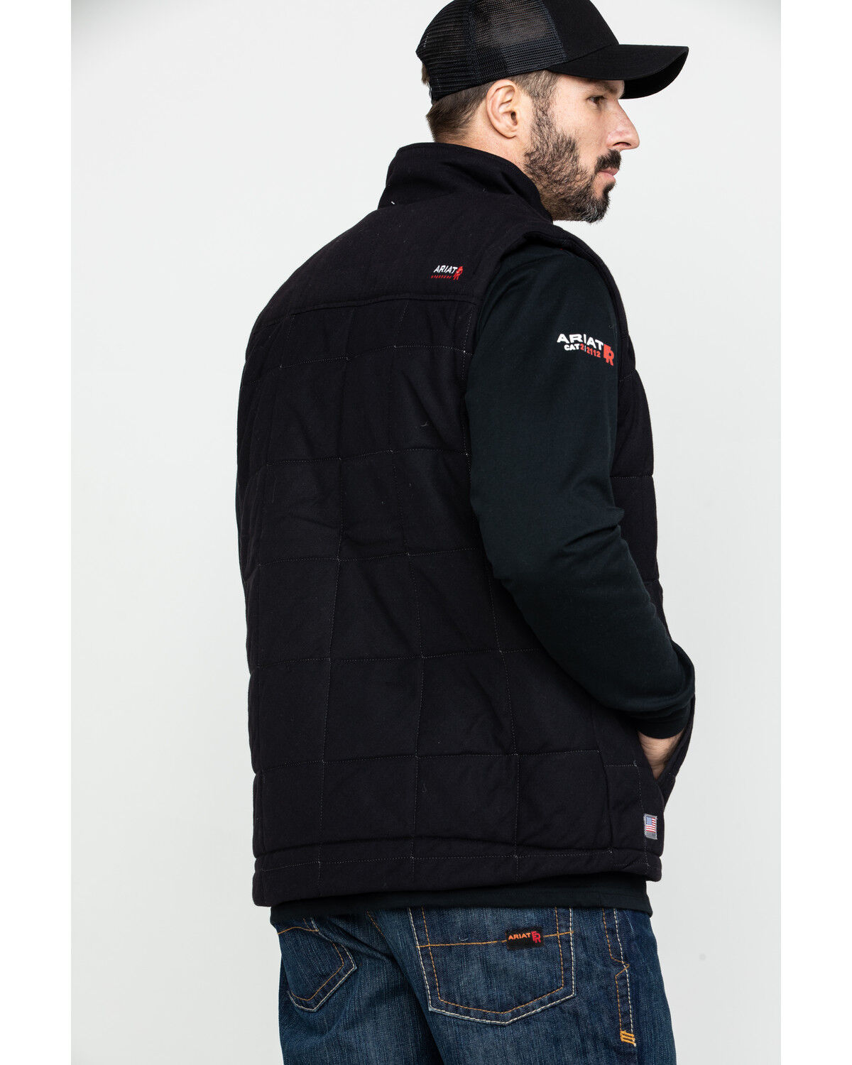 Image #2 - Ariat Men's FR Crius Insulated Work Vest, Black, hi-res