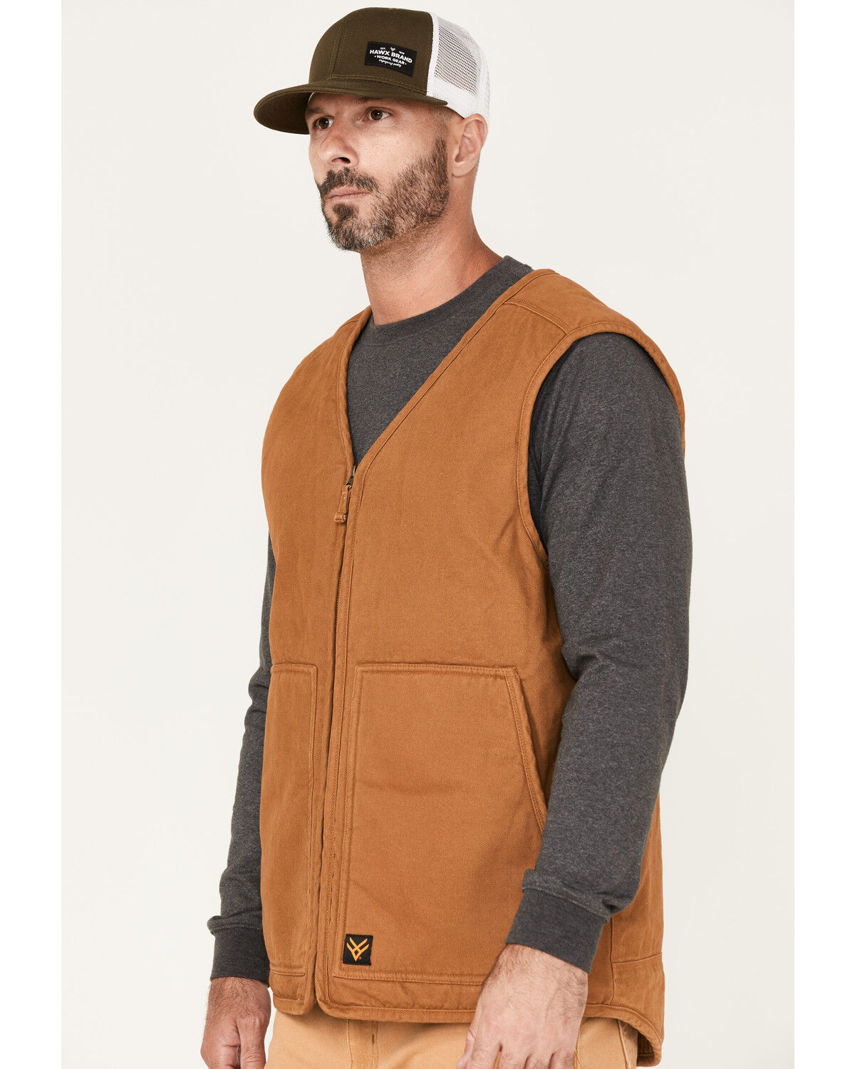 Image #2 - Hawx Men's Weathered Canvas Sherpa Lined Vest, Rust Copper, hi-res