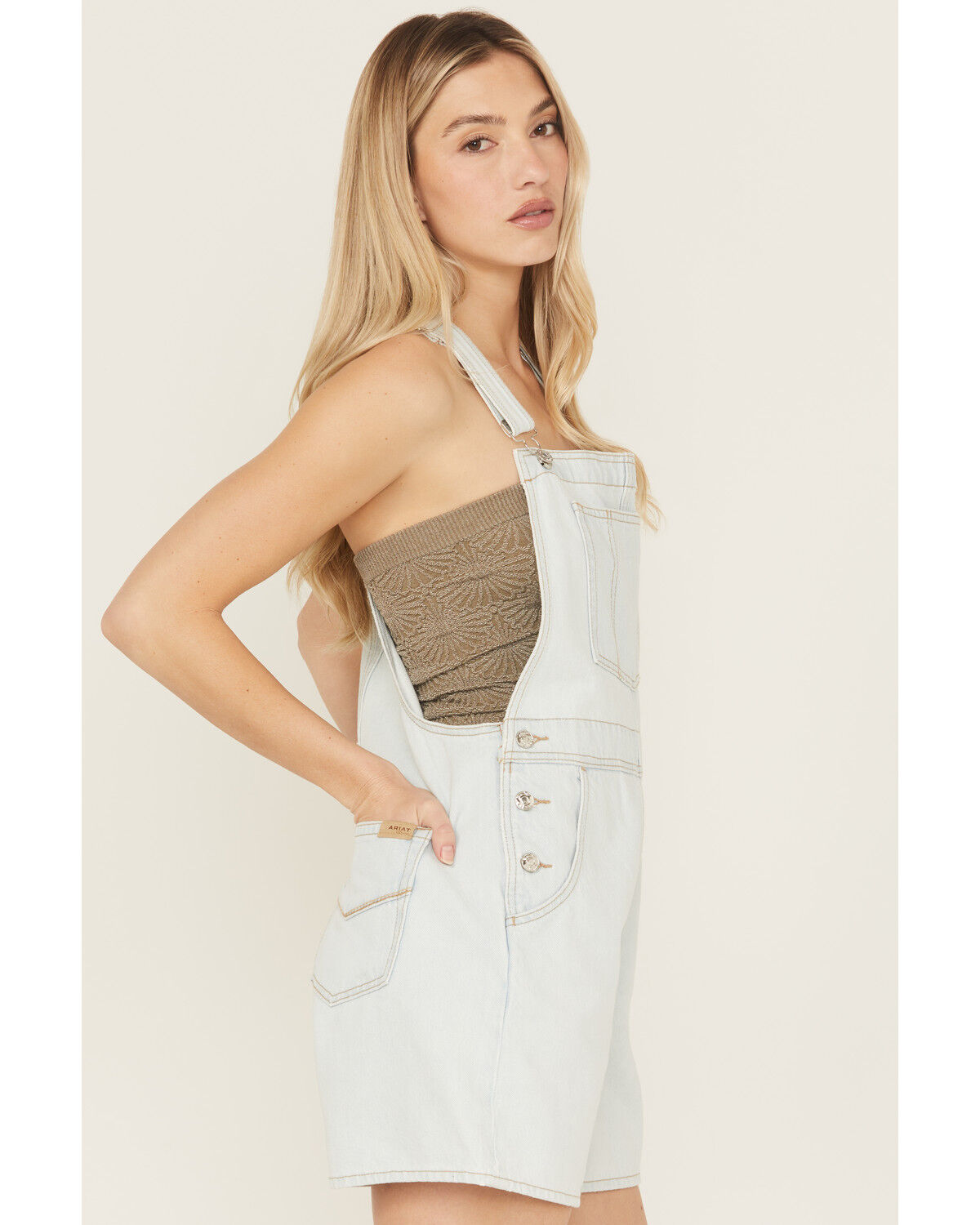 Image #2 - Ariat Women's Ophelia Light Wash Shortalls, Light Wash, hi-res
