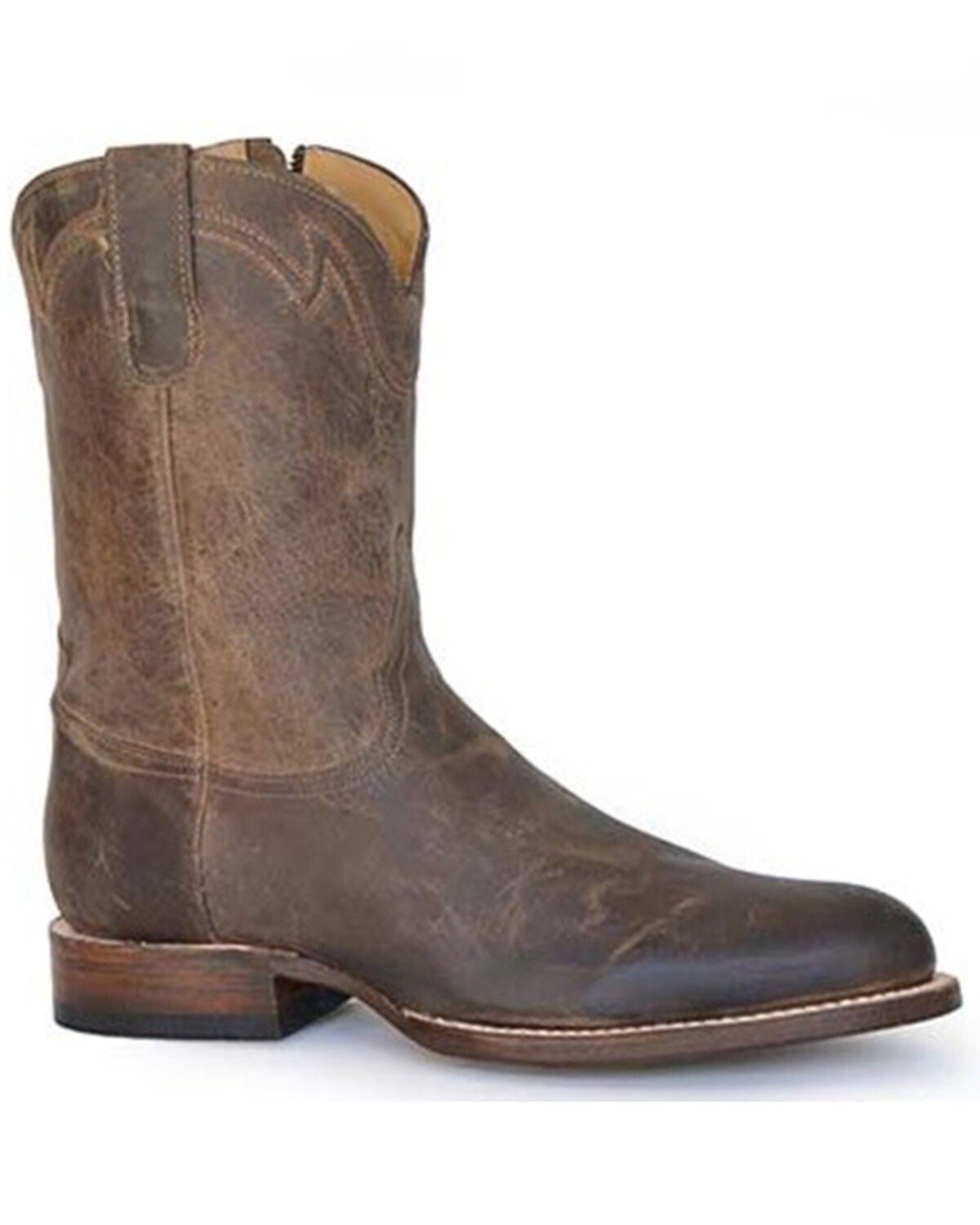 Stetson Men's Roughstock Zip Western Boots - Round Toe, Tan, hi-res