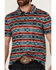 Image #3 - Rock & Roll Denim Men's Southwestern Striped Short Sleeve Stretch Polo Shirt , Red, hi-res