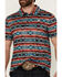 Image #3 - Rock & Roll Denim Men's Southwestern Striped Short Sleeve Stretch Polo Shirt, Red, hi-res