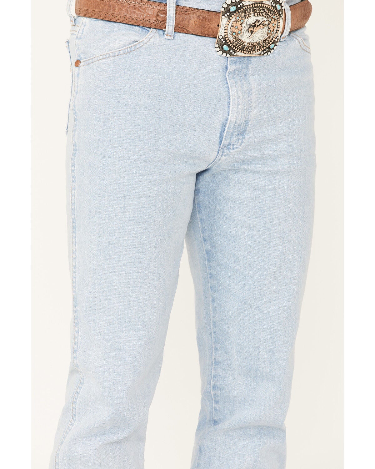 Image #2 - Wrangler Men's Active Flex Bleach Light Wash Slim Fit Cowboy Cut Jeans, Blue, hi-res
