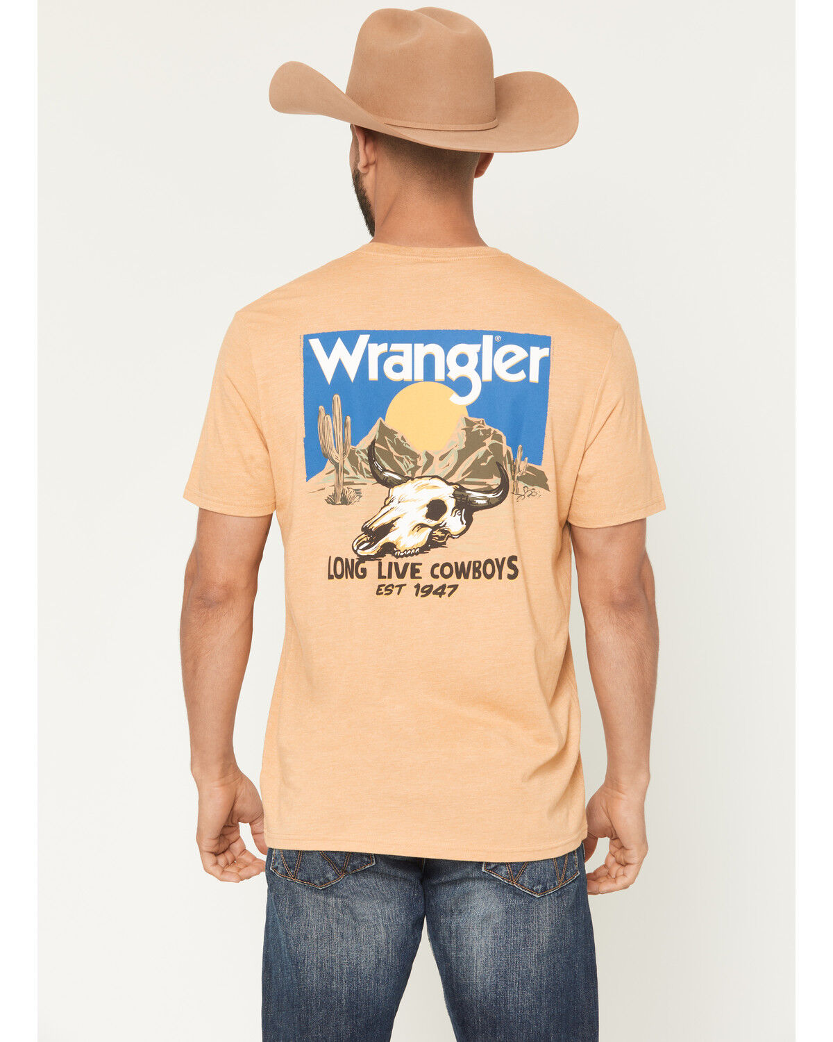 Image #1 - Wrangler Men's Long Live Cowboys Short Sleeve Graphic T-Shirt, Gold, hi-res