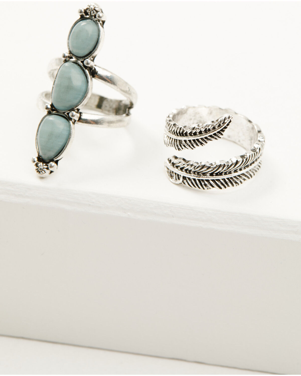 Image #2 - Shyanne Women's Juniper Sky Squash Blossom Ring Set - 5 Piece, Silver, hi-res