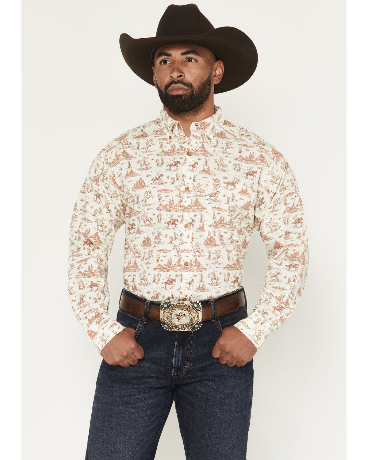 ariat dress shirts Men's Pro Series Ervin Classic Fit Shirt Model is 61 wearing a size medium Ariat Burgundy Team Omar Classic