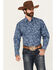 Image #1 - Ely Walker Men's Tonal Paisley Print Long Sleeve Snap Stretch Western Shirt - Tall, Blue, hi-res
