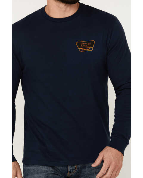 Image #3 - Brixton Men's Linwood Logo Graphic Print Long Sleeve Shirt , Navy, hi-res