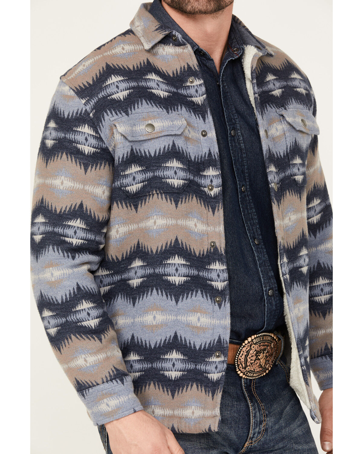 Image #3 - Pendleton Men's Bay City Snap Sherpa Jacket, Blue, hi-res