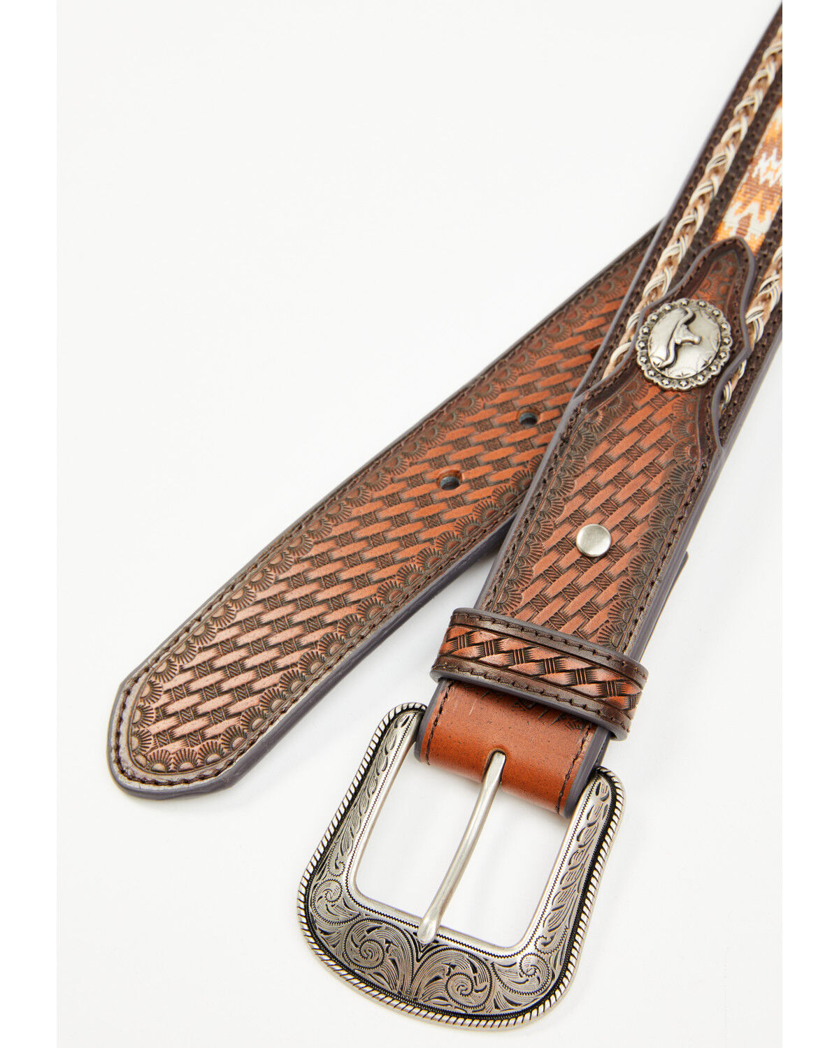 Image #2 - Cody James Men's Atwood Southwestern Inlay Belt, Dark Brown, hi-res