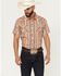 Image #1 - Panhandle Slim Men's Southwestern Striped Print Short Sleeve Snap Western Shirt, Tan, hi-res