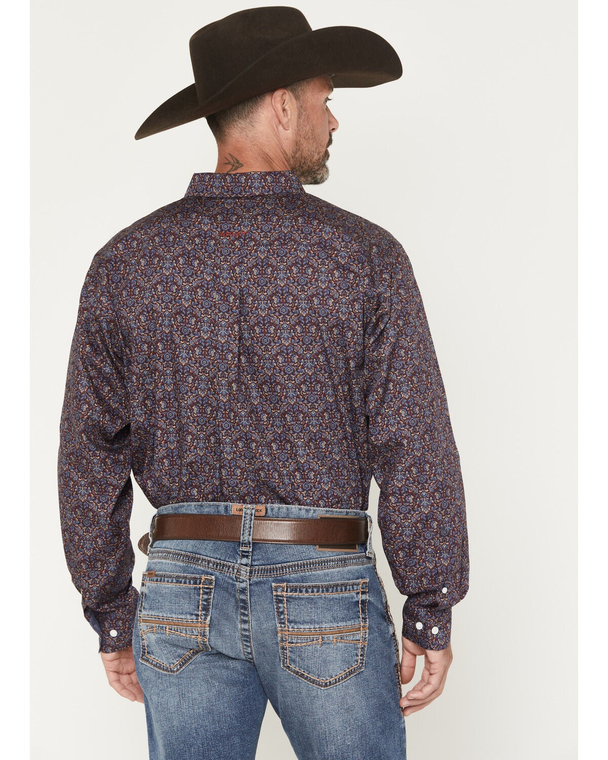 Image #4 - Ariat Men's Wrinkle Free Brendan Floral Print Long Sleeve Button-Down Western Shirt - Tall, Blue, hi-res