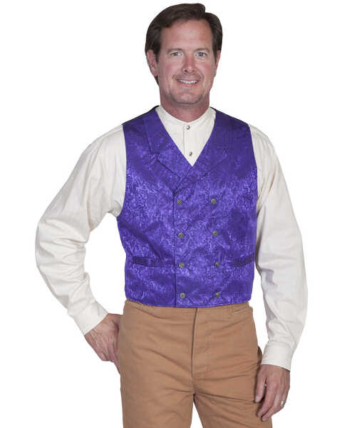 Image #1 - Wahmaker by Scully Floral Silk Double Breasted Vest - Big & Tall, Purple, hi-res