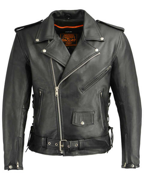 Milwaukee Leather Men's Classic Side Lace Concealed Carry Motorcycle Jacket - 3X, Black, hi-res