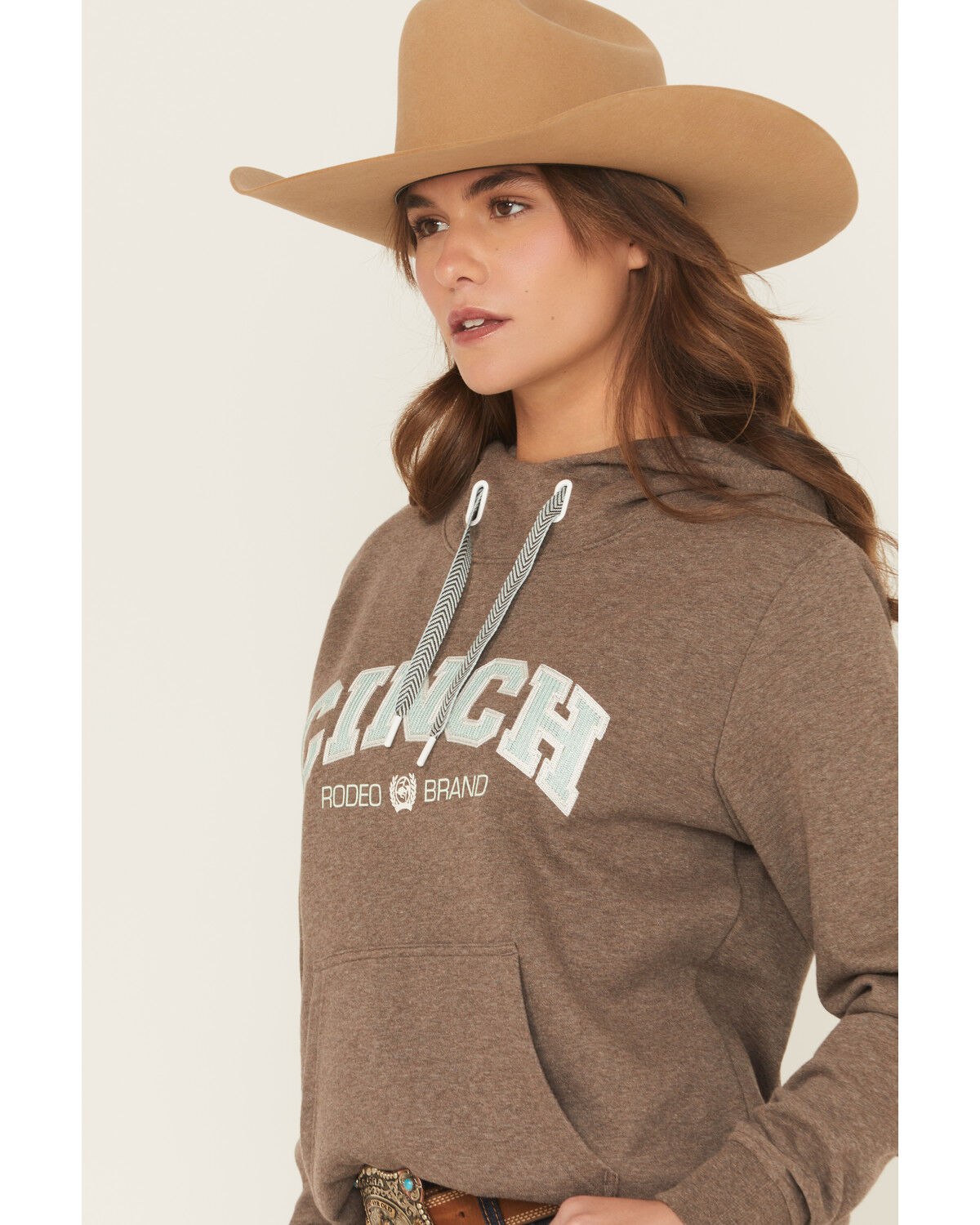 Image #2 - Cinch Women's Logo Embroidered Hoodie, Brown, hi-res