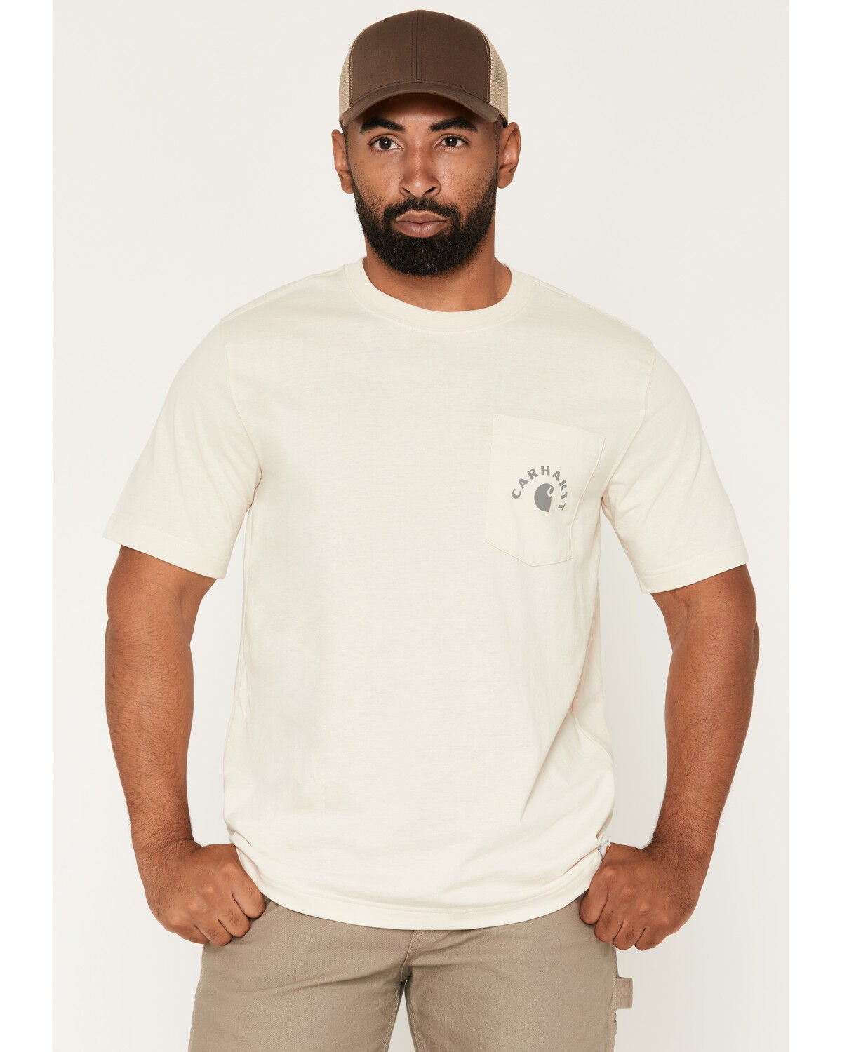 Image #2 - Carhartt Men's Logo Short Sleeve Graphic Work T-Shirt, Oatmeal, hi-res