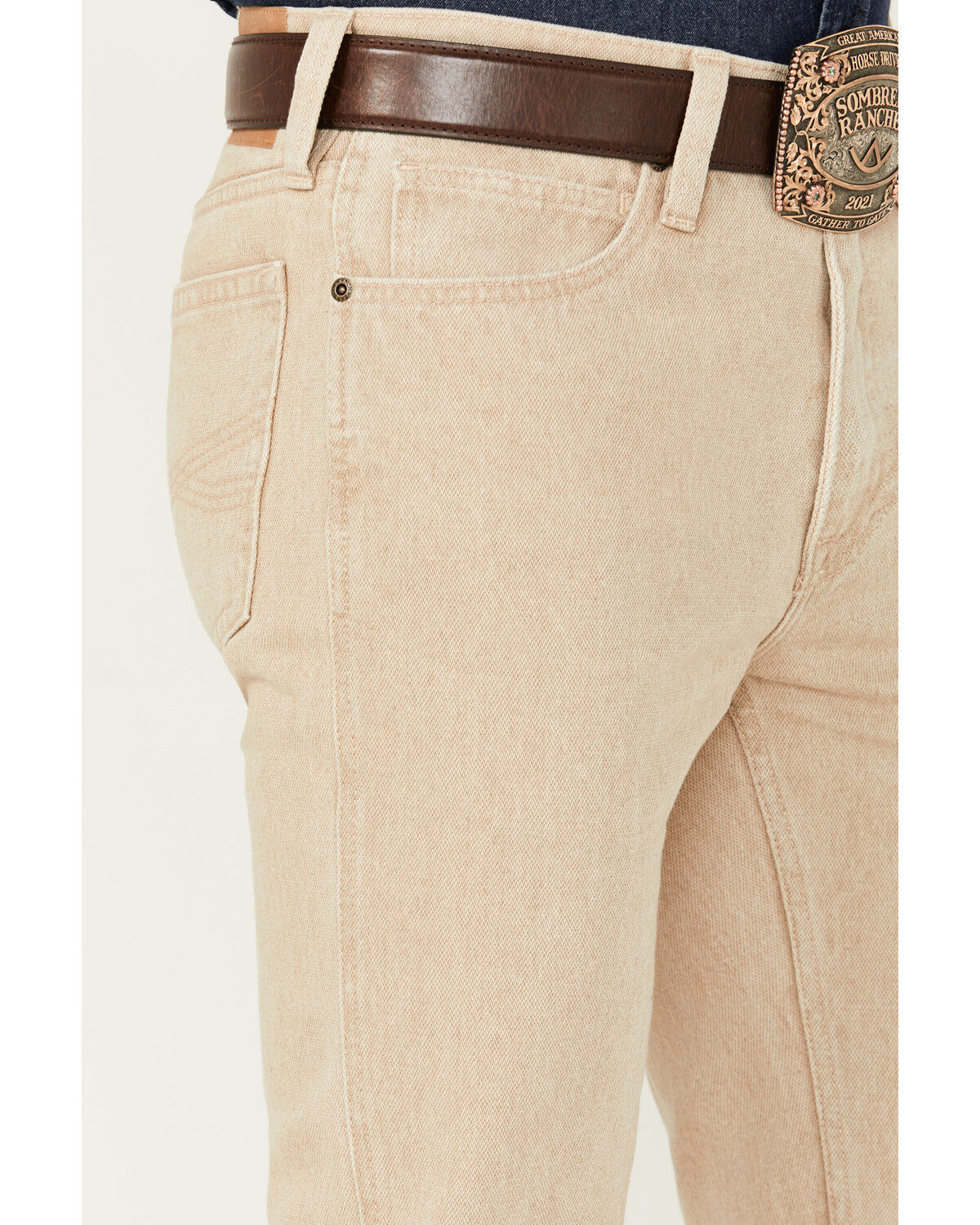 Image #2 - Blue Ranchwear Men's Bronson Slim Straight Denim Jeans, Tan, hi-res