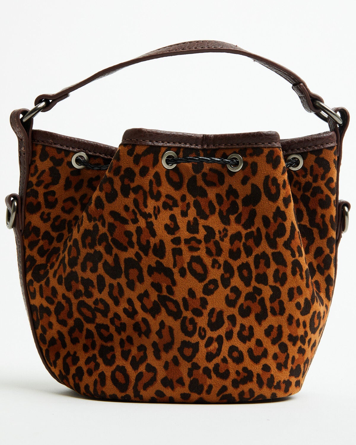 Image #3 - Justin Women's Leopard Print Mini Bucket Crossbody Bag, Brown, hi-res