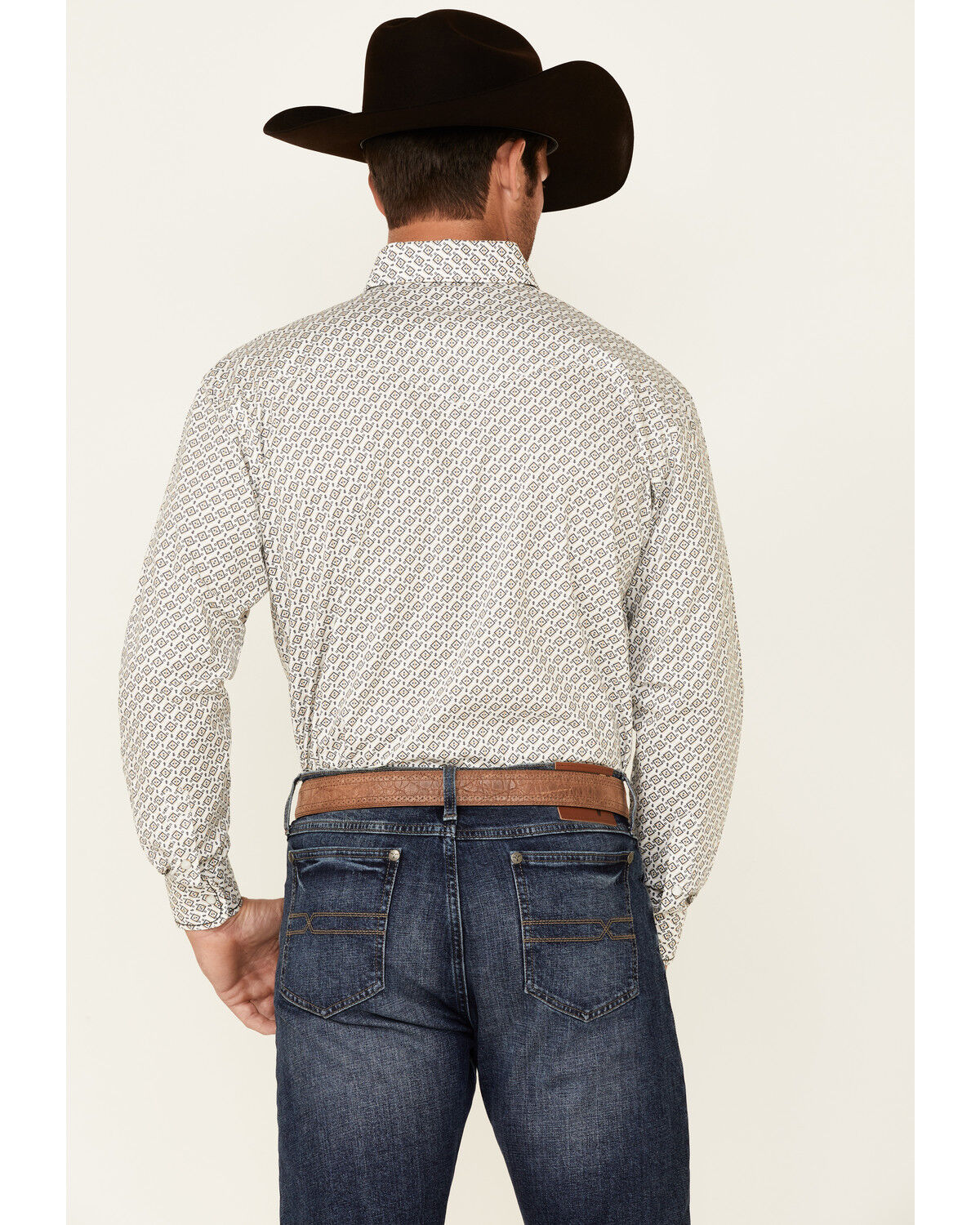 Image #4 - Rough Stock By Panhandle Men's Sand Southwestern Geo Print Long Sleeve Snap Western Shirt, Sand, hi-res