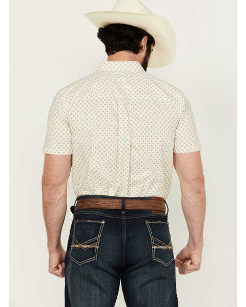 Image #4 - RANK 45® Men's Westamp Geo Print Short Sleeve Button-Down Performance Stretch Western Shirt , Ivory, hi-res
