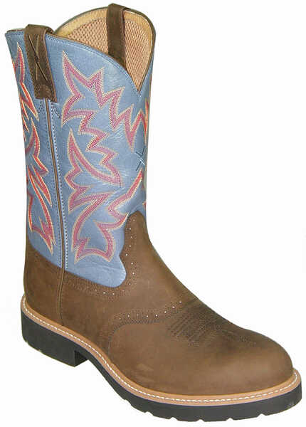 Twisted X Men's Cowboy Pull On Work Boots - Soft Round Toe, Distressed, hi-res