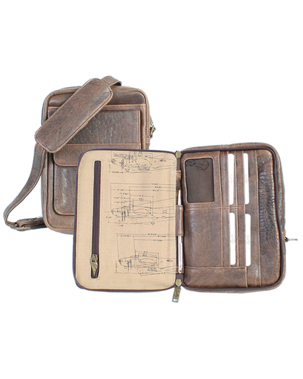 Scully Men's Leather Briefcase, Brown, hi-res