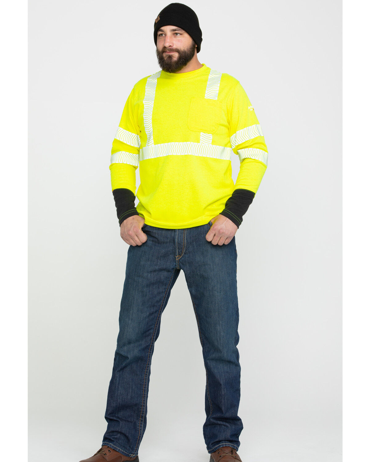 Image #6 - Ariat Men's FR Crew Hi-Vis Long Sleeve Work Shirt - Big, Yellow, hi-res