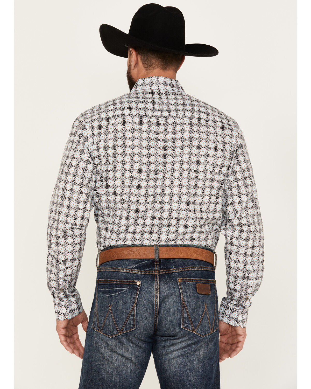 Image #4 - Cinch Men's Medallion Print Long Sleeve Button-Down Western Shirt, Light Blue, hi-res