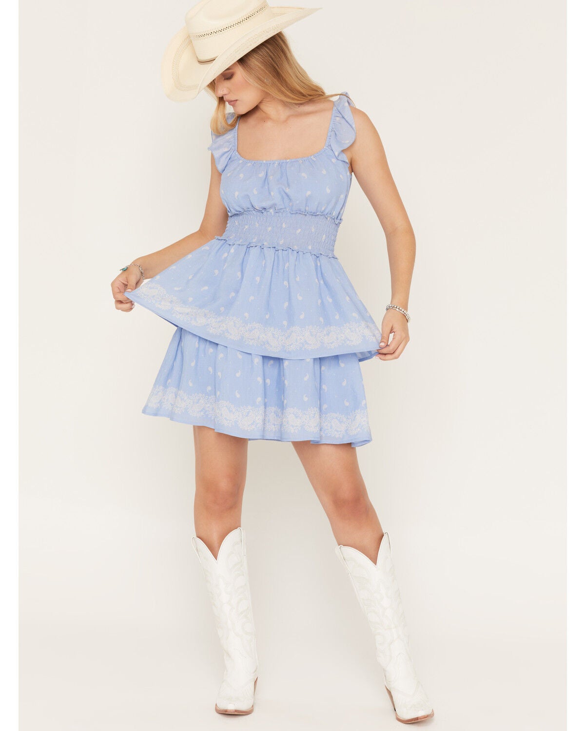 Image #1 - Ash & Violet Women's Bandana Print Sleeveless Mini Dress, Blue, hi-res