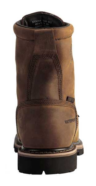 Justin Men's Pulley Waterproof Met Guard 8" Lace-Up Work Boots - Composite Toe, Brown, hi-res