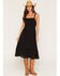 Image #1 - June & Hudson Women's Corset Button-Down Sleeveless Midi Dress, Black, hi-res