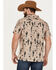 Cinch Men's Camp Tumbleweed Cactus Skull Short Sleeve Button-Down Western Shirt, Beige/khaki, hi-res