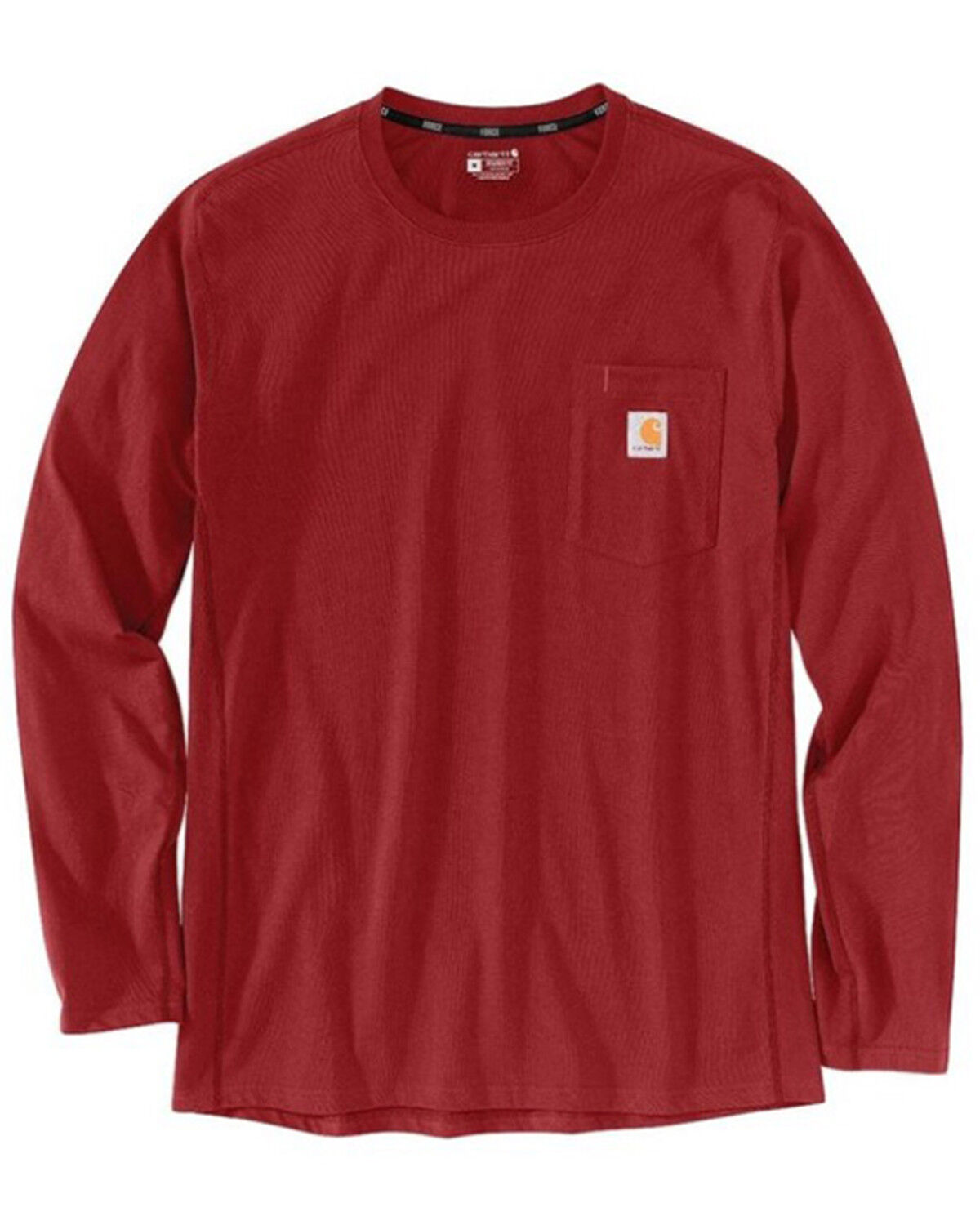 Image #1 - Carhartt Men's Force® Relaxed Fit Midweight Long Sleeve Pocket T-Shirt, Dark Red, hi-res