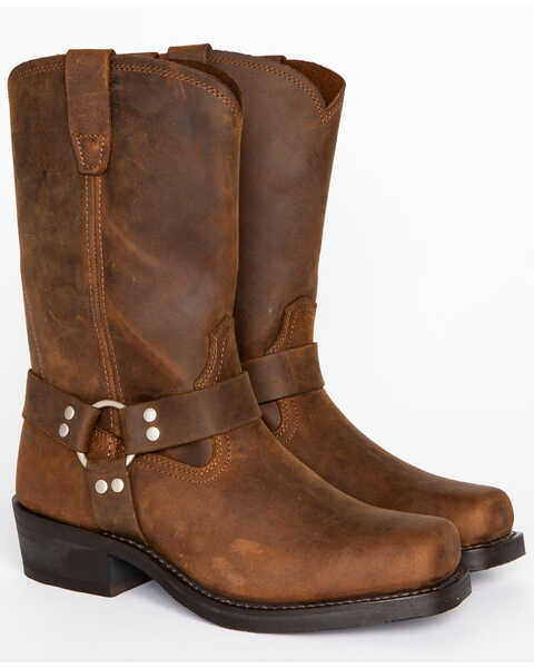 Brothers & Sons Men's Harness Boots - Square Toe, Brown, hi-res