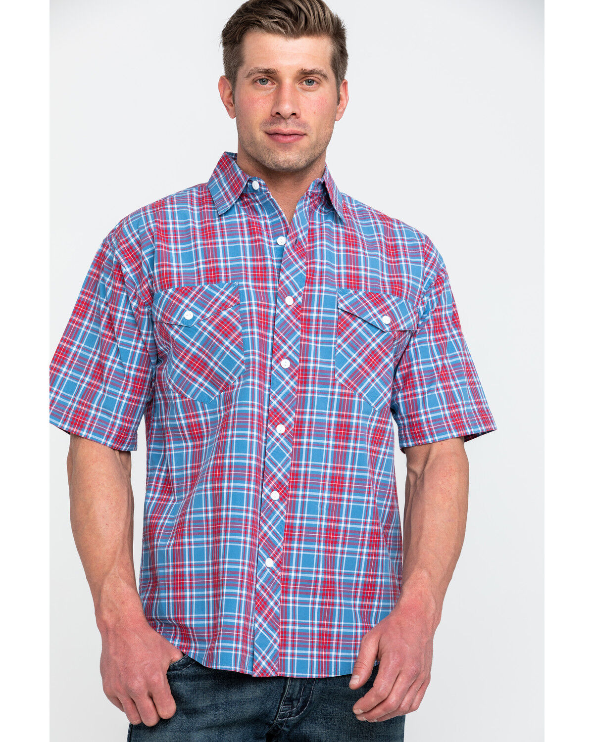 Image #1 - Resistol Men's Yosemite Small Plaid Short Sleeve Western Shirt, , hi-res
