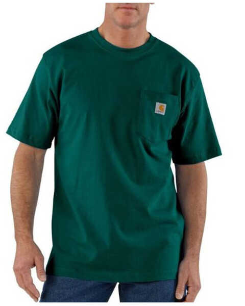 Image #1 - Carhartt Men's Dark Green Loose Fit Pocket Short Sleeve Work T-Shirt - Big , Dark Green, hi-res