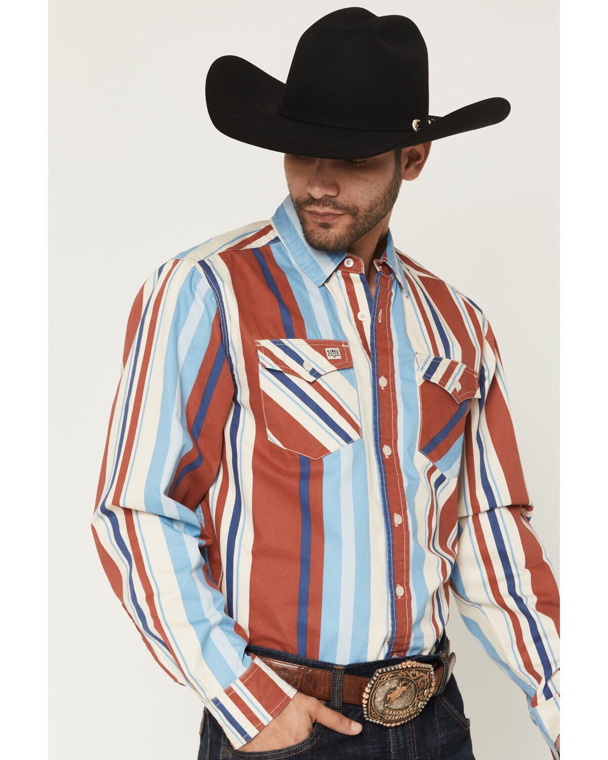 Image #2 - Kimes Ranch Men's Clancy Stripe Print Long Sleeve Button-Down Western Shirt, Red, hi-res