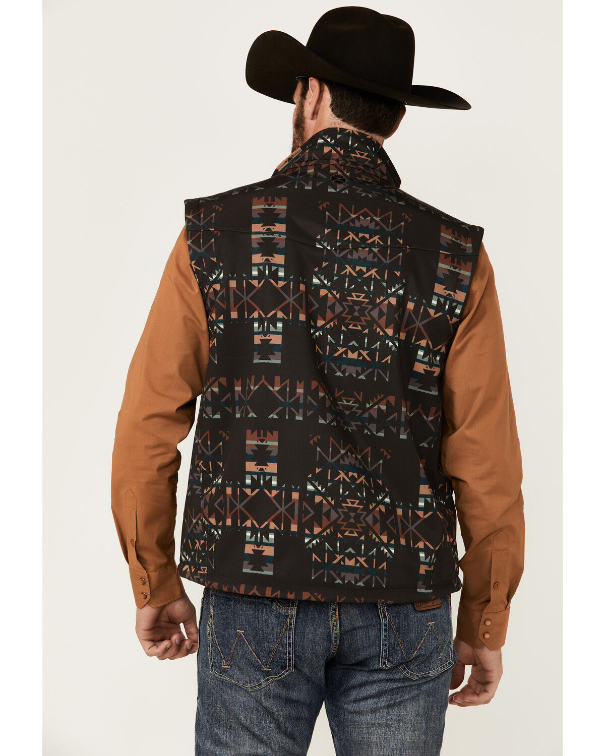 Image #4 - Hooey Men's Southwestern Print Softshell Vest, Multi, hi-res