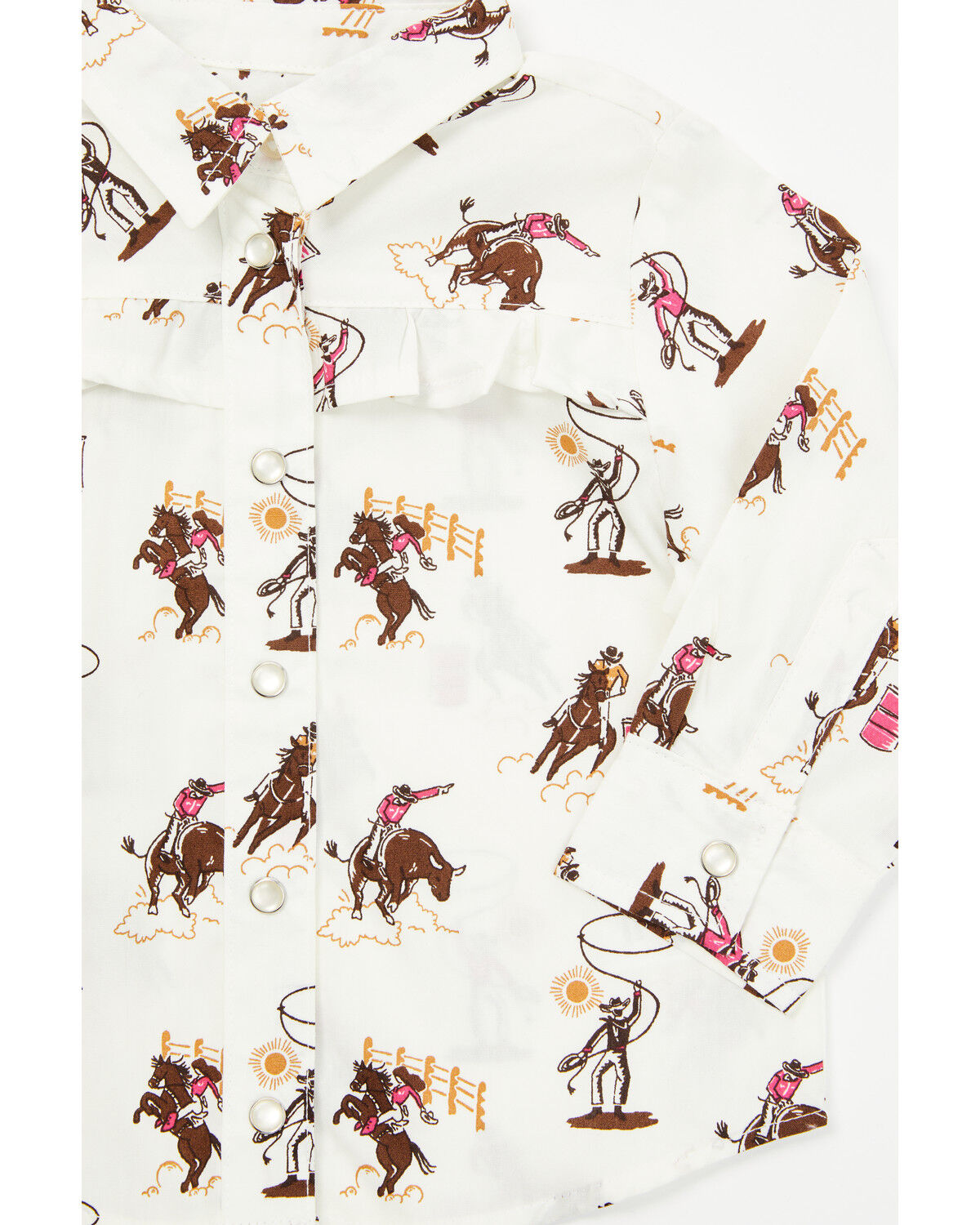 Image #2 - Wrangler Infant Girls' Rodeo Long Sleeve Snap Western Shirt, White, hi-res