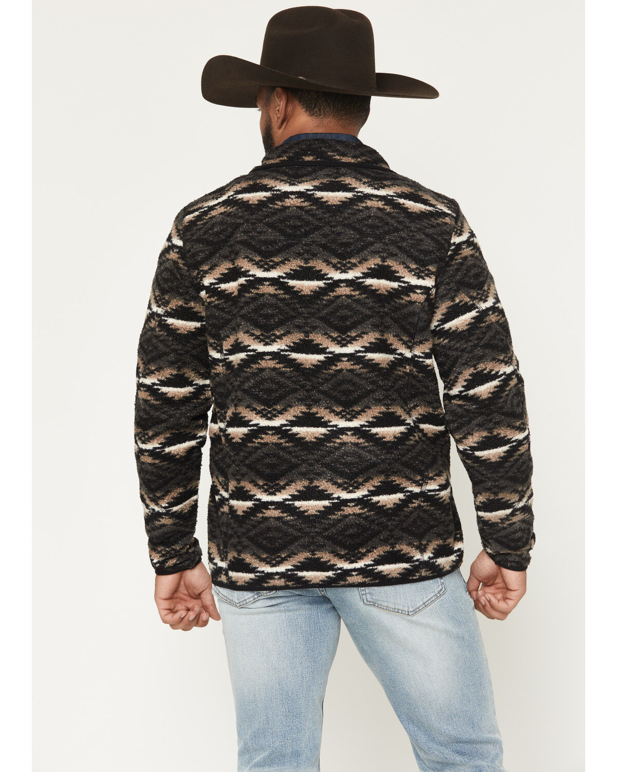 Image #4 - Rock & Roll Denim Men's Southwestern Berber Quarter Zip Pullover, Black, hi-res