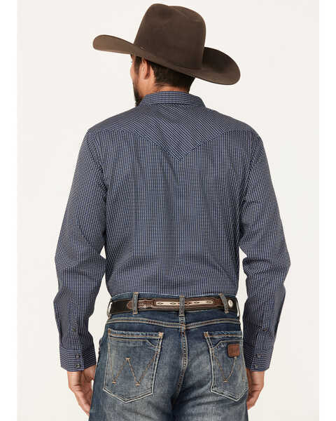 Image #4 - Cody James Men's Old West Checkered Print Long Sleeve Snap Western Shirt - Big , Dark Blue, hi-res