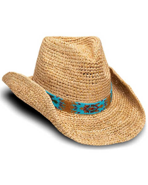 Image #1 - Nikki Beach Women's Mazatlan Straw Cowboy Hat , Natural, hi-res