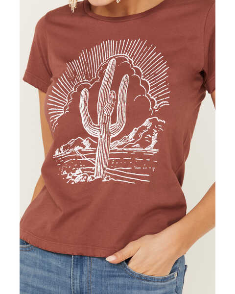 Bandit Brand Women's Cactus Short Sleeve Graphic Tee, Rust Copper, hi-res